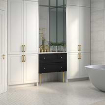 Alma Black 36" Vanity with Gold Legs & Knobs with Integrated White Solid Surface Top