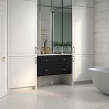 Alma Black 42" Vanity with Gold Legs & Knobs with Integrated White Solid Surface Top