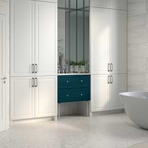 Alma Turquoise 30" Vanity with Chrome Legs & Knobs with Integrated White Solid Surface Top