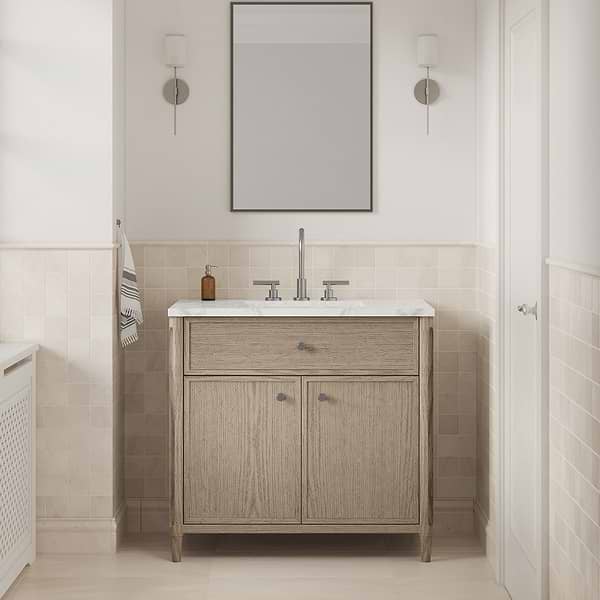Ashford Greige Ash 36" Single Vanity without Top by TileBar Studio Vanities, View 1