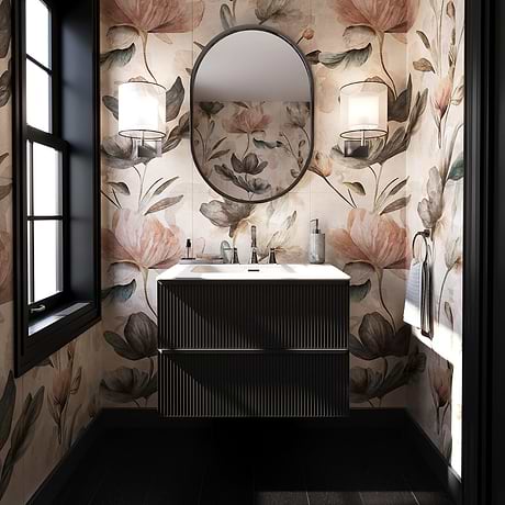 Astor Black 30" Single Vanity with Integrated White Solid SurfaceTop