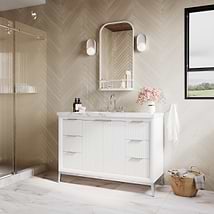 Bungalow White and Silver 48" Single Vanity with Pure White Quartz Top