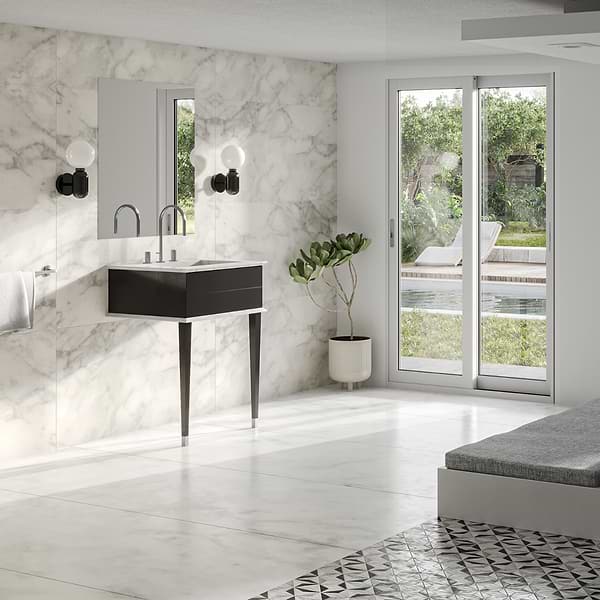 Classic Carrara 24" Black & Chrome Vanity 
