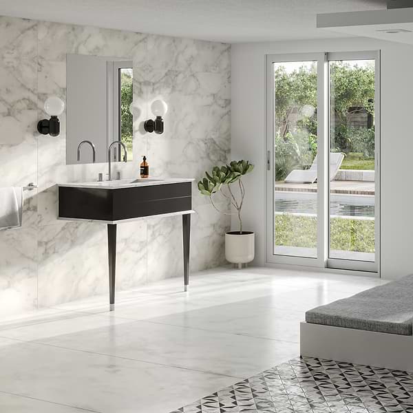 Classic Carrara 36" Black Vanity with Chrome Accents 