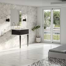 Classic Carrara 24" Black Vanity with Gold Accents 
