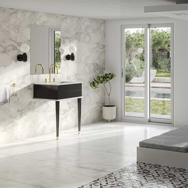 Classic Carrara 24" Black Vanity with Gold Accents 