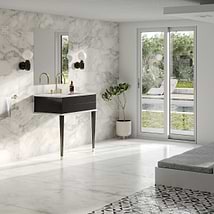 Classic Carrara 30" Black Vanity with Gold Accents 