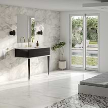 Classic Carrara 36" Black Vanity with Gold Accents 
