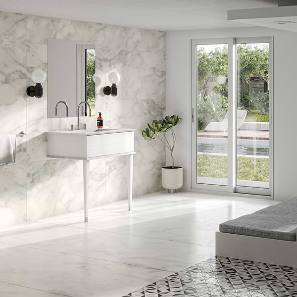 Classic Carrara 30" White Vanity with Chrome Accents 