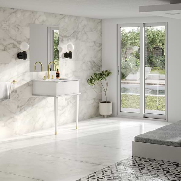 Classic Carrara 24" White Vanity with Gold accents 
