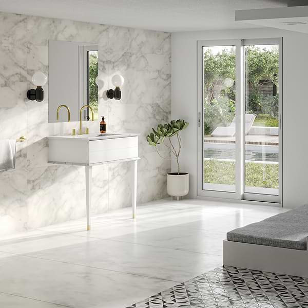 Classic Carrara 30" White Vanity with Gold Accents 