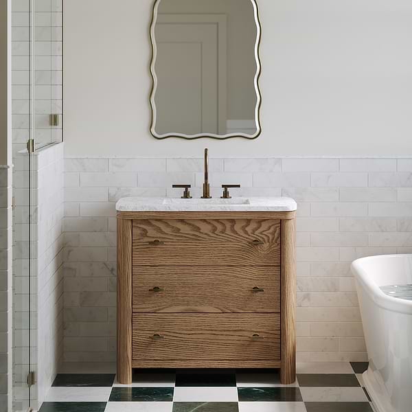 Callum Natural Ash 36" Single Vanity with Carrara Marble Top by TileBar Studio Vanities, View 1