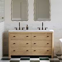 TileBar Studio Vanities Callum Natural Ash 60" Double Vanity without Top