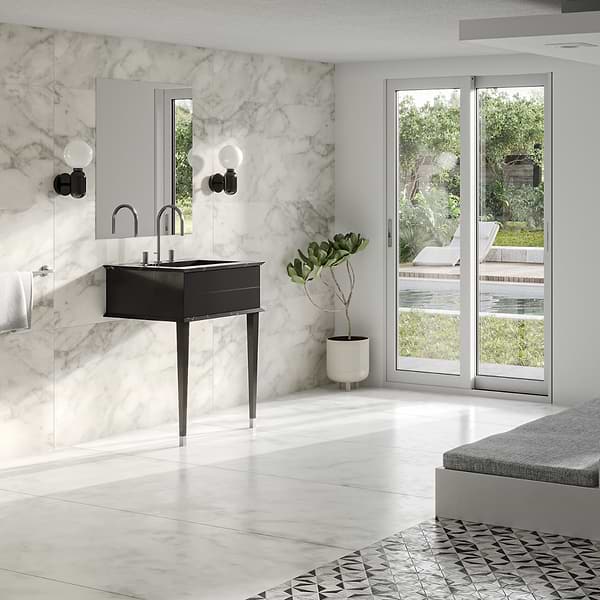 Classic Nero Marquina 24" Black Vanity with Chrome Accents 