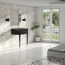 Classic Nero Marquina 24" Black Vanity with Gold Accents 