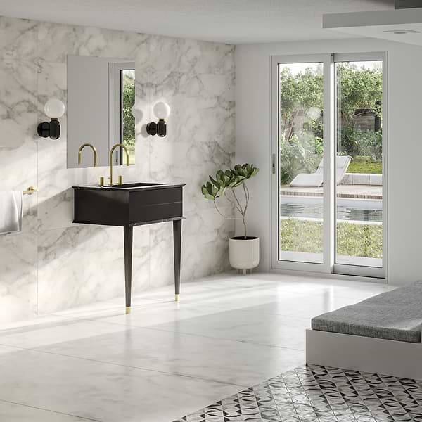 Classic Nero Marquina 24" Black Vanity with Gold Accents 