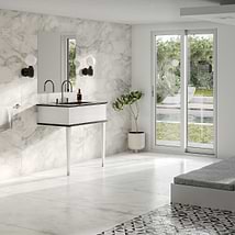 Classic Nero Marquina 30" White Vanity with Chrome Accents 