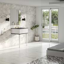 Classic Nero Marquina 24" White Vanity with Gold Accents 