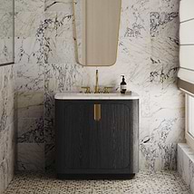 TileBar Studio Vanities Corbin Ebony Oak 36" Single Vanity with Carrara Marble Top