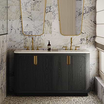 TileBar Studio Vanities Corbin Ebony Oak 60" Double Vanity with White Quartz Top