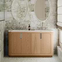 TileBar Studio Vanities Corbin Medium Ash 60" Double Vanity with Carrara Marble Top