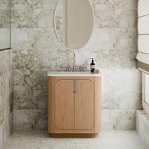 TileBar Studio Vanities Corbin Medium Ash 30" Single Vanity with White Quartz Top