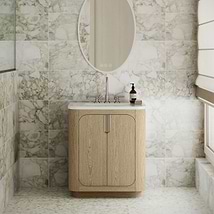 TileBar Studio Vanities Corbin Medium Ash 30" Single Vanity with White Quartz Top