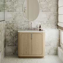 TileBar Studio Vanities Corbin Medium Ash 36" Single Vanity with White Quartz Top