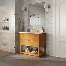 Dayton Woodgrain 36" Single Vanity with Carrara Marble Top
