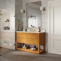 Dayton Woodgrain 48" Single Vanity with Pure White Quartz Top