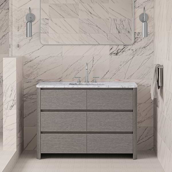 Dalton Steel Oak 48" Single Vanity without Top by TileBar Studio Vanities, View 1