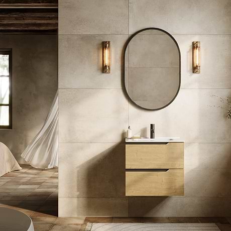 Duo Blonde Wood 24" Single Vanity with Integrated White Ceramic Top