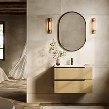Duo Blonde Wood 32" Single Vanity with Integrated White Ceramic Top