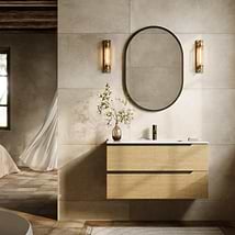 Duo Blonde Wood 40" Single Vanity with Integrated White Ceramic Top