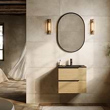 Duo Blonde Wood 24" Single Vanity with Integrated Black Ceramic Top