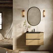 Duo Blonde Wood 32" Single Vanity with Integrated Black Ceramic Top