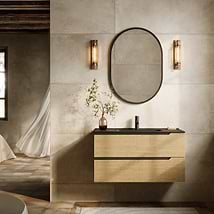 Duo Blonde Wood 40" Single Vanity with Integrated Black Ceramic Top