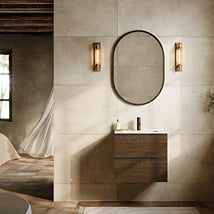 Duo Weathered Oak 24" Single Vanity with Integrated White Ceramic Top