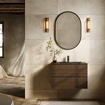 Duo Weathered Oak 32" Single Vanity with Integrated Black Ceramic Top
