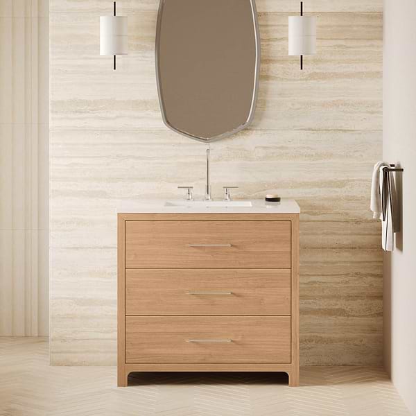 Edison Medium Ash 36" Single Vanity without Top by TileBar Studio Vanities, View 1