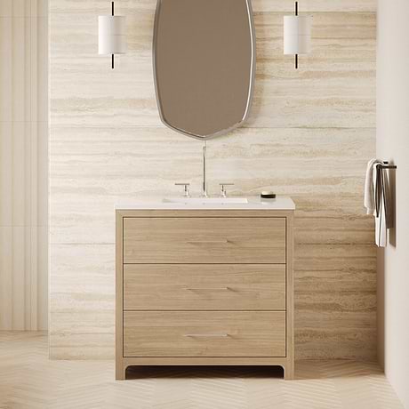 TileBar Studio Vanities Edison Medium Ash 36" Single Vanity without Top