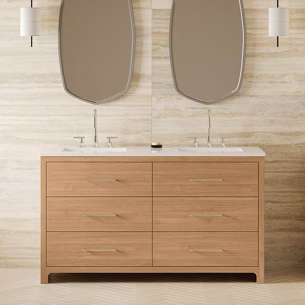 Edison Medium Ash 60" Single Vanity without Top by TileBar Studio Vanities, View 1