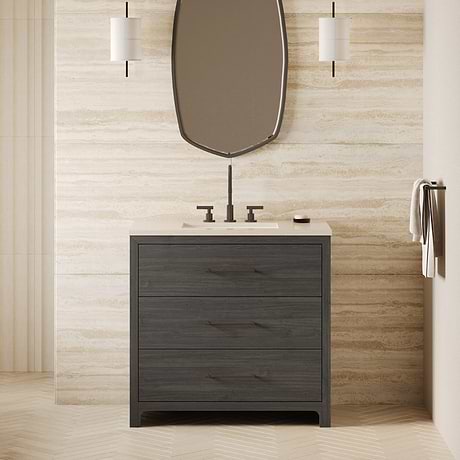 TileBar Studio Vanities Edison Ebony Oak 36" Single Vanity without Top