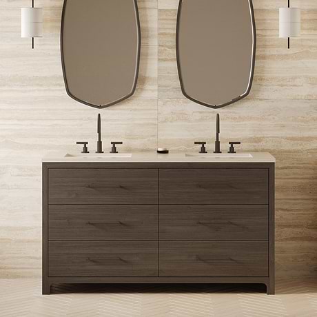 TileBar Studio Vanities Edison Espresso Oak 60" Double Vanity without Top