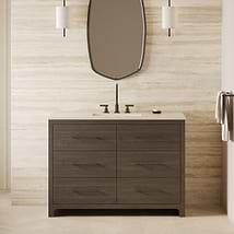 TileBar Studio Vanities Edison Espresso Oak 48" Single Vanity with Romano Travertine Top