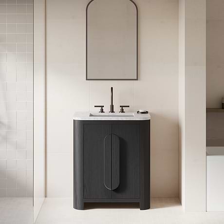 TileBar Studio Vanities Harper Ebony Oak 30" Single Vanity with Carrara Marble Top