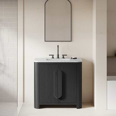 TileBar Studio Vanities Harper Ebony Oak 36" Single Vanity with Carrara Marble Top