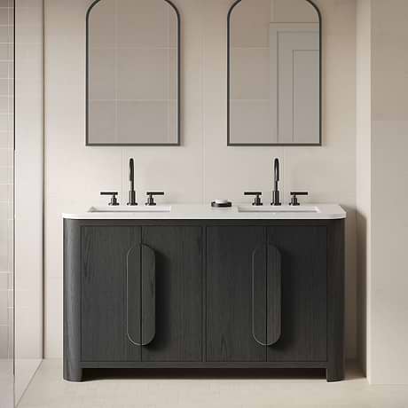 TileBar Studio Vanities Harper Ebony Oak 60" Double Vanity with White Quartz Top
