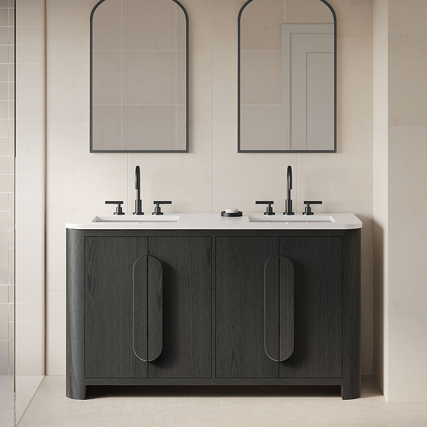 Harper Ebony Oak 60" Double Vanity without Top by TileBar Studio Vanities, View 1