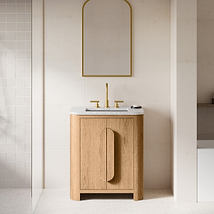 TileBar Studio Vanities Harper Medium Ash 30" Single Vanity with Carrara Marble Top